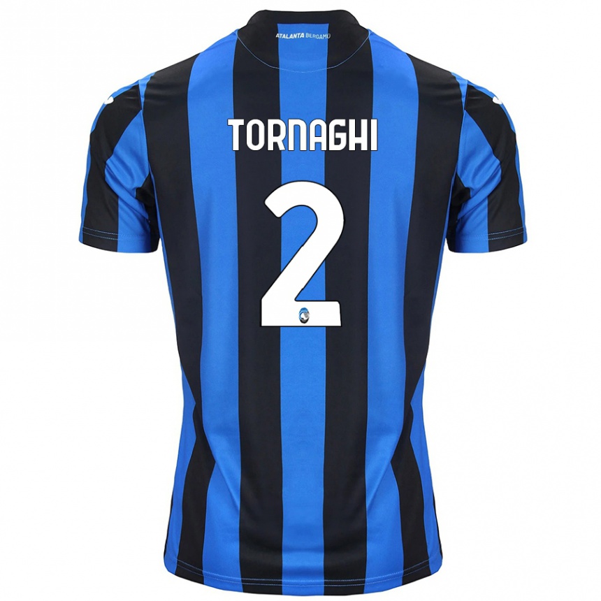 Men Football Pietro Tornaghi #2 Blue Black Home Jersey 2024/25 T-Shirt