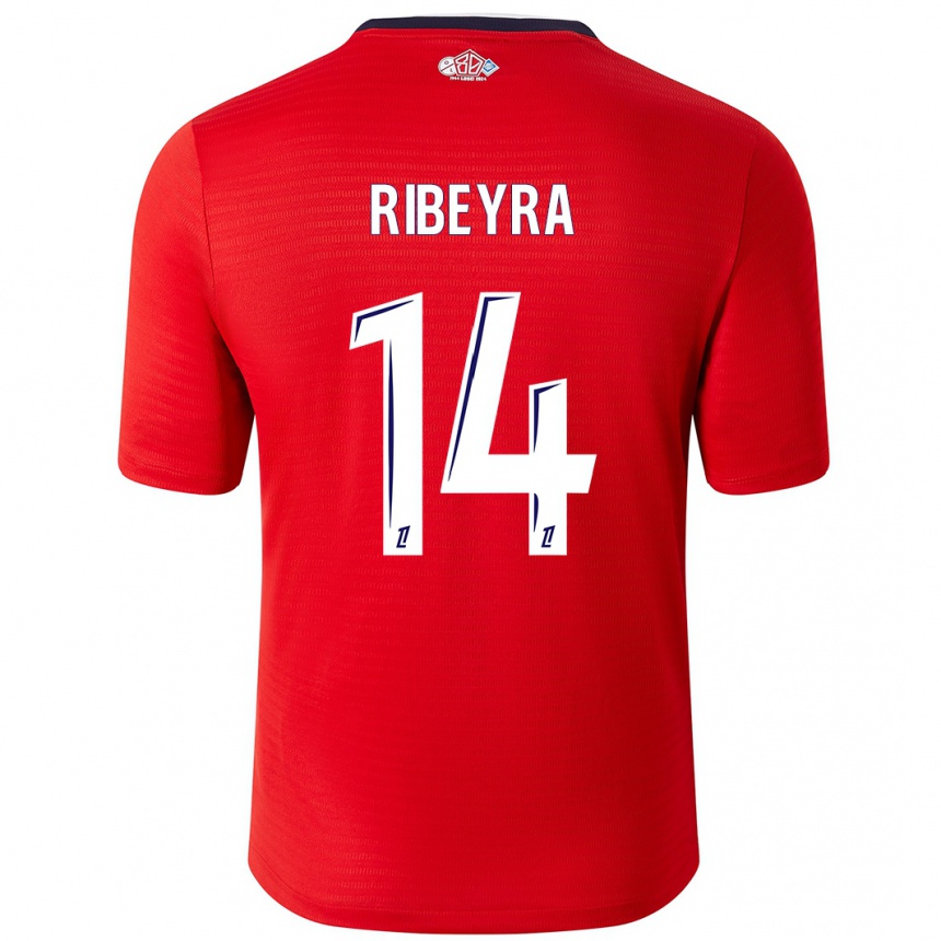 Men Football Anaïs Ribeyra #14 Red White Home Jersey 2024/25 T-Shirt