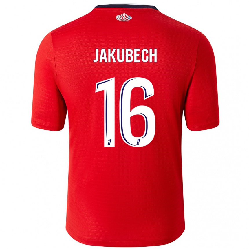 Men Football Adam Jakubech #16 Red White Home Jersey 2024/25 T-Shirt