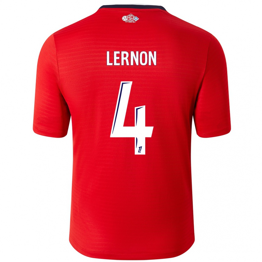 Men Football Jessica Lernon #4 Red White Home Jersey 2024/25 T-Shirt