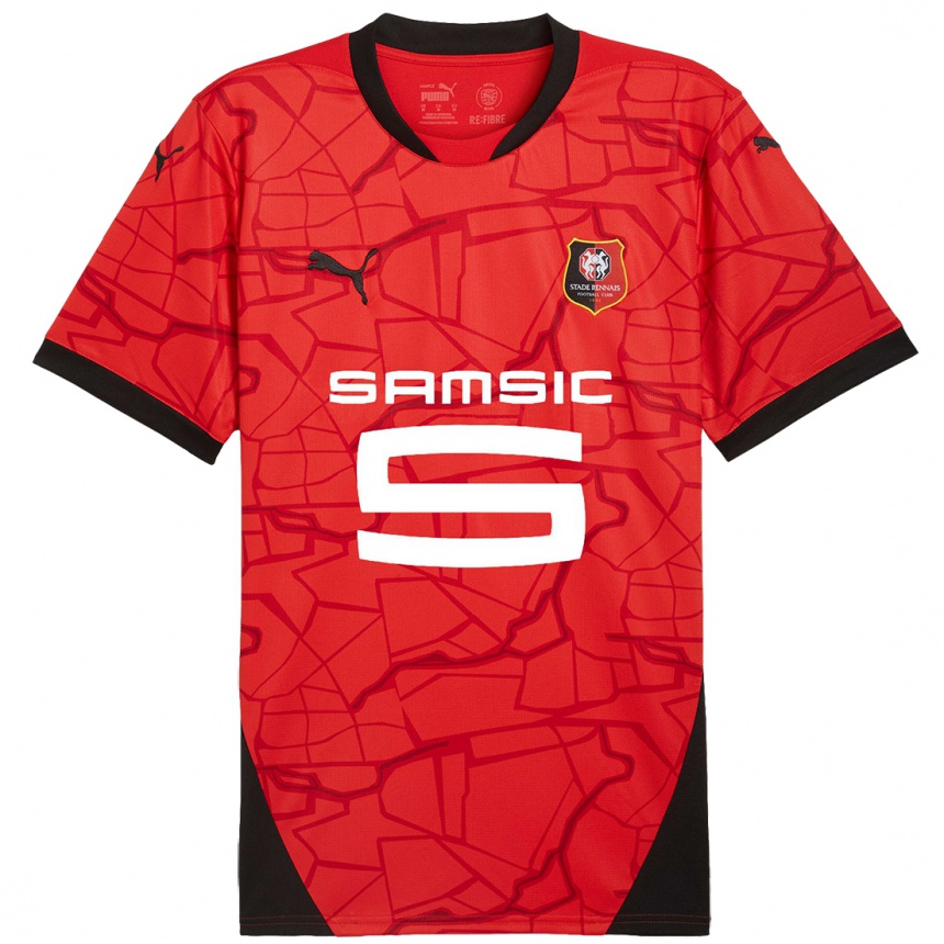 Men Football Baptiste Santamaria #8 Red Black Home Jersey 2024/25 T-Shirt