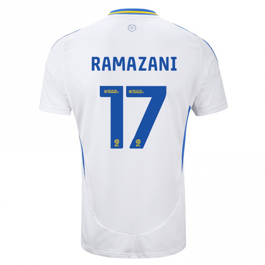 Men Football Largie Ramazani #17 White Blue Home Jersey 2024/25 T-Shirt