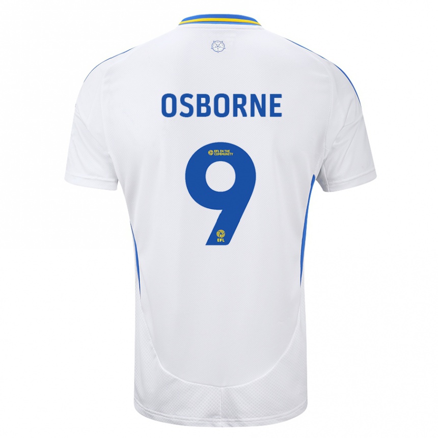 Men Football Jemimah Osborne #9 White Blue Home Jersey 2024/25 T-Shirt