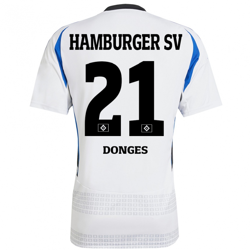 Men Football Jaqueline Dönges #21 White Blue Home Jersey 2024/25 T-Shirt