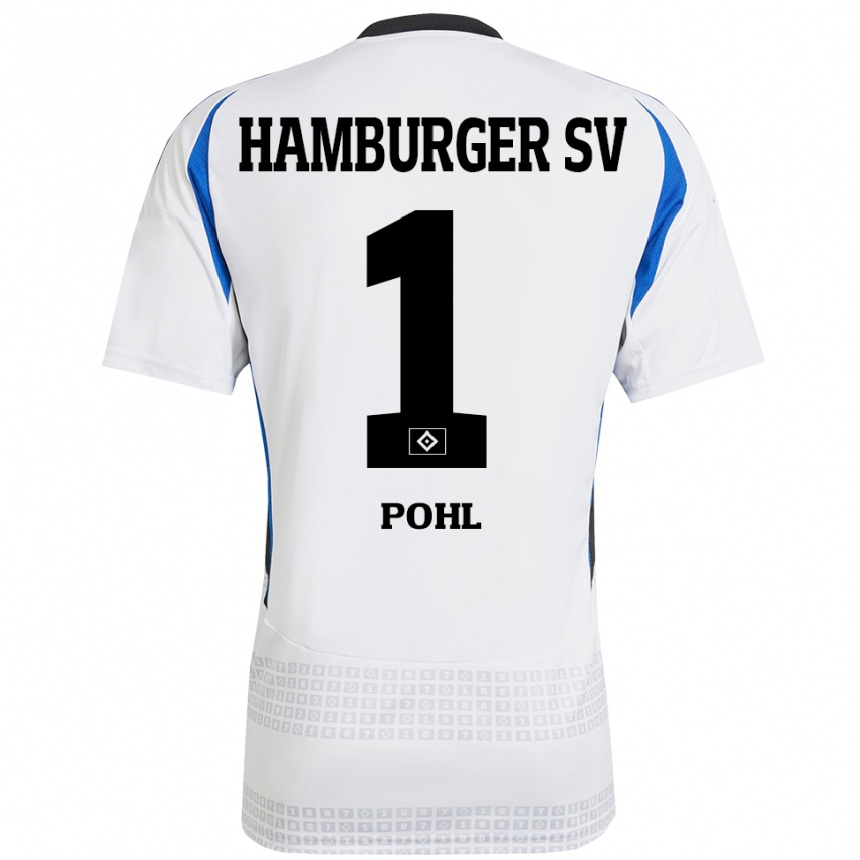 Men Football Christina Pohl #1 White Blue Home Jersey 2024/25 T-Shirt