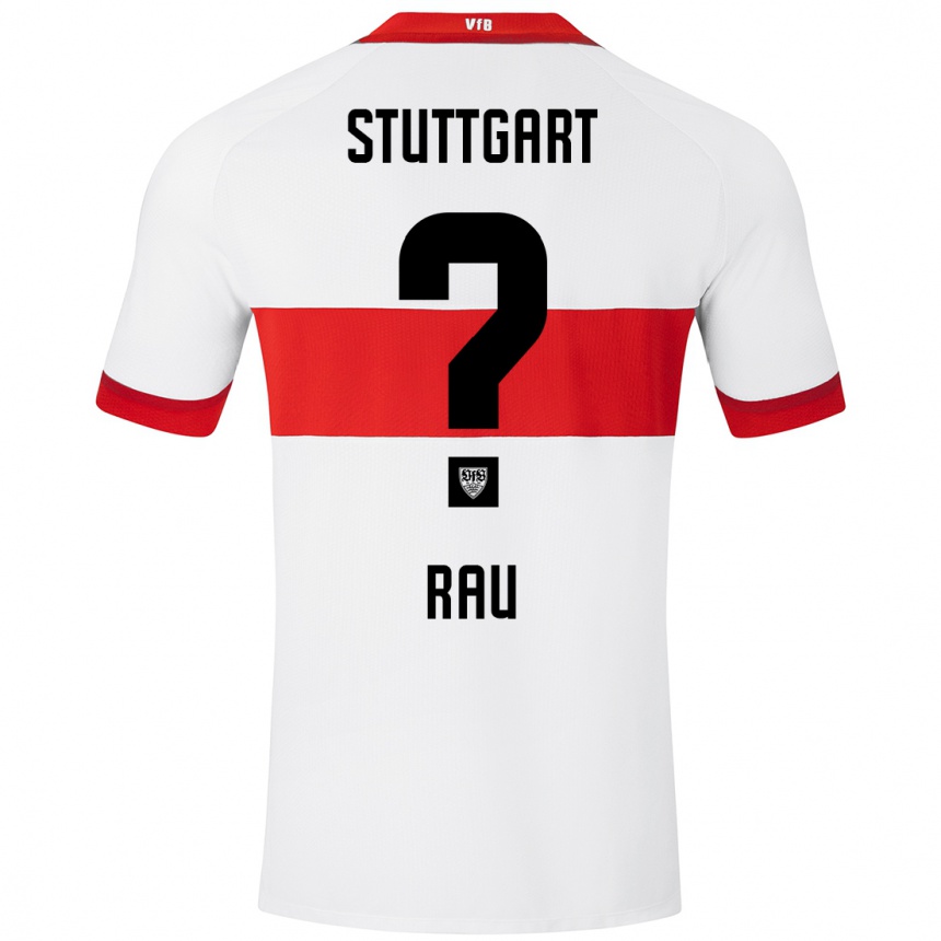 Men Football Eliyah Rau #0 White Red Home Jersey 2024/25 T-Shirt