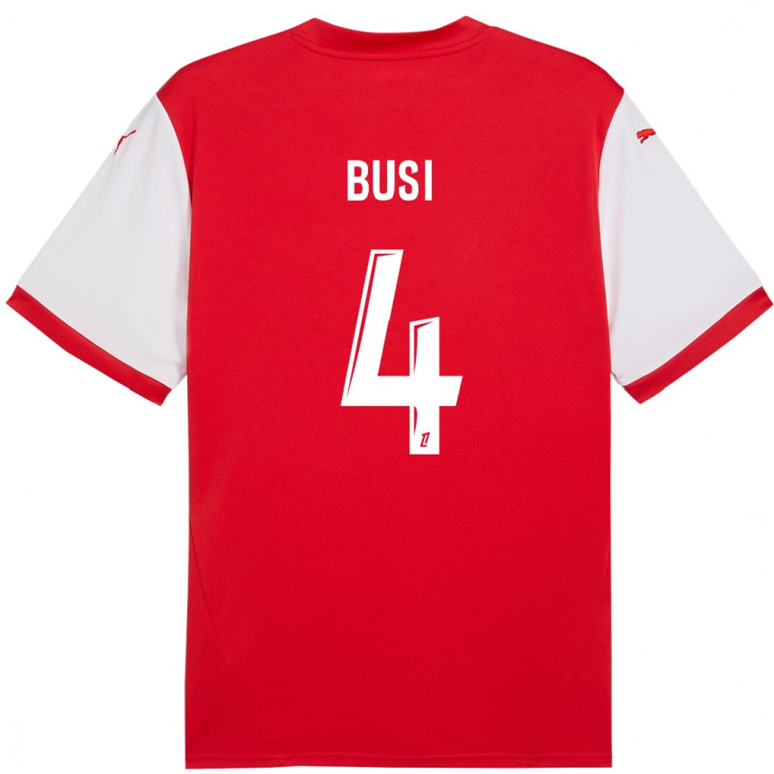 Men Football Maxime Busi #4 Red White Home Jersey 2024/25 T-Shirt