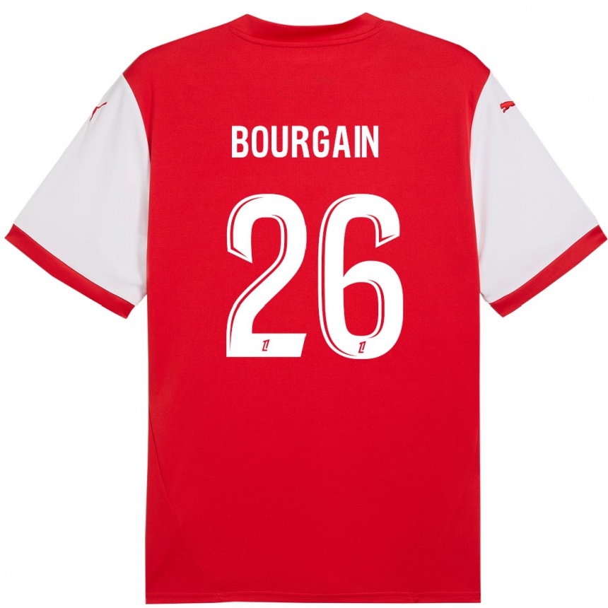 Men Football Lea Bourgain #26 Red White Home Jersey 2024/25 T-Shirt