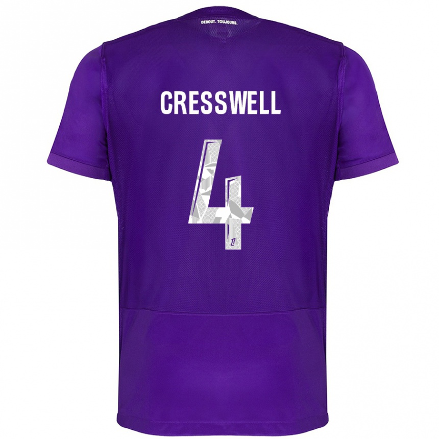 Men Football Charlie Cresswell #4 Purple White Home Jersey 2024/25 T-Shirt