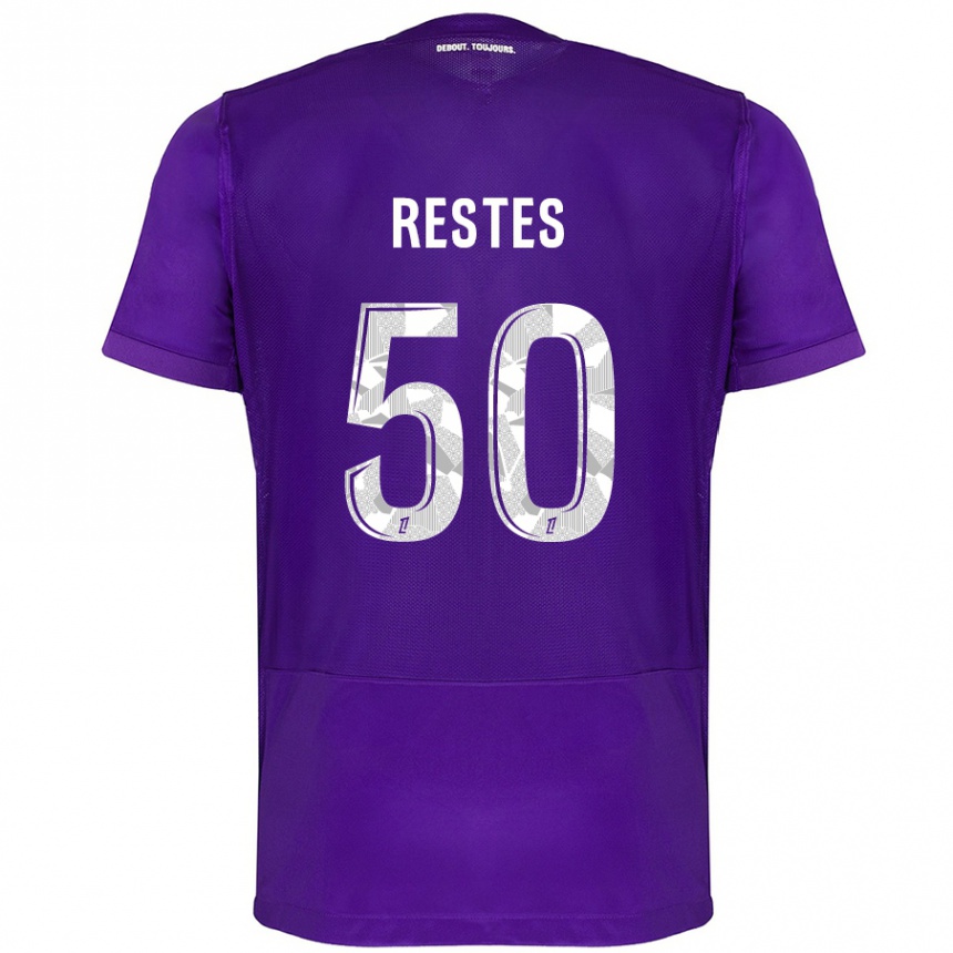 Men Football Guillaume Restes #50 Purple White Home Jersey 2024/25 T-Shirt