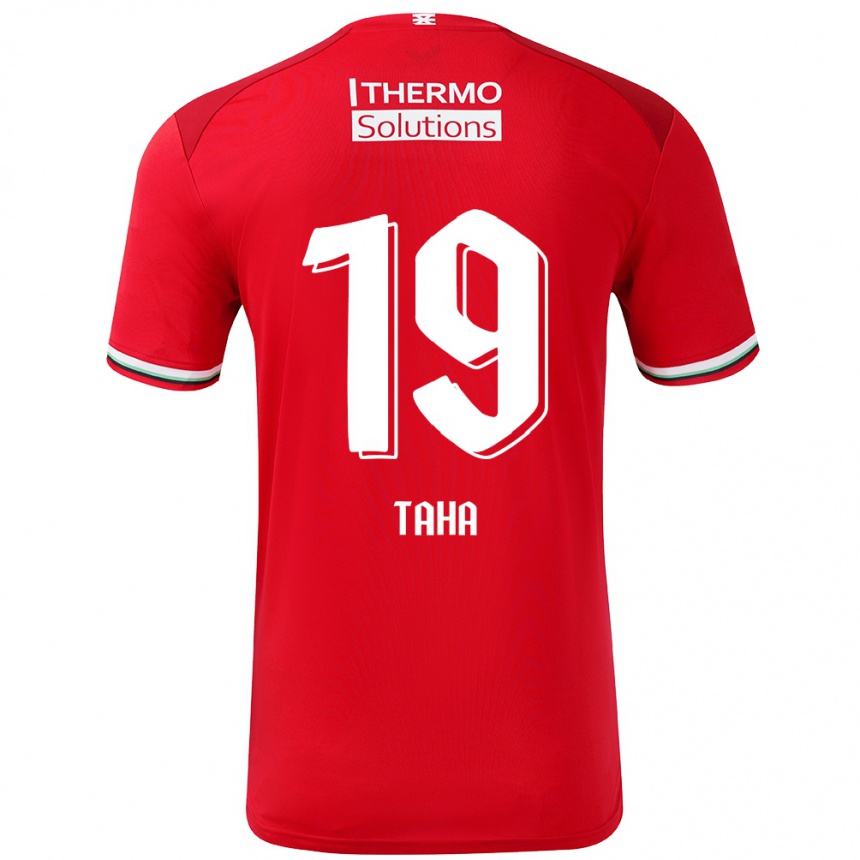 Men Football Younes Taha #19 Red White Home Jersey 2024/25 T-Shirt