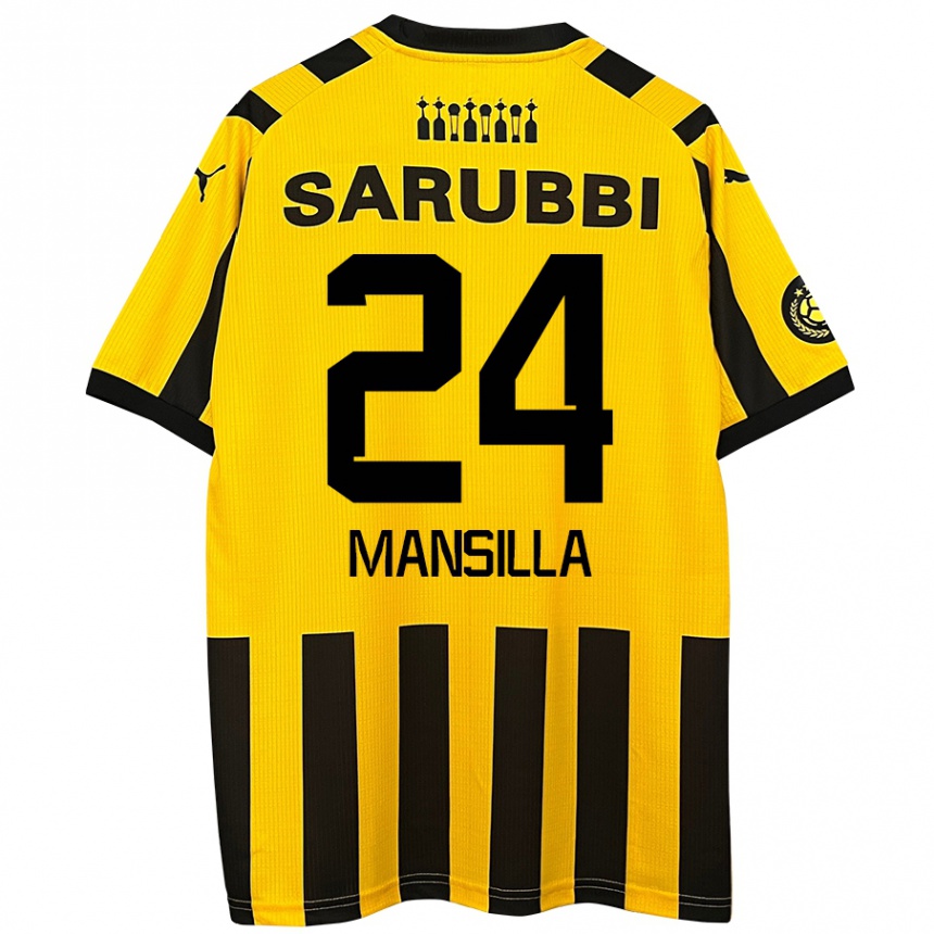 Men Football Brian Mansilla #24 Yellow Black Home Jersey 2024/25 T-Shirt