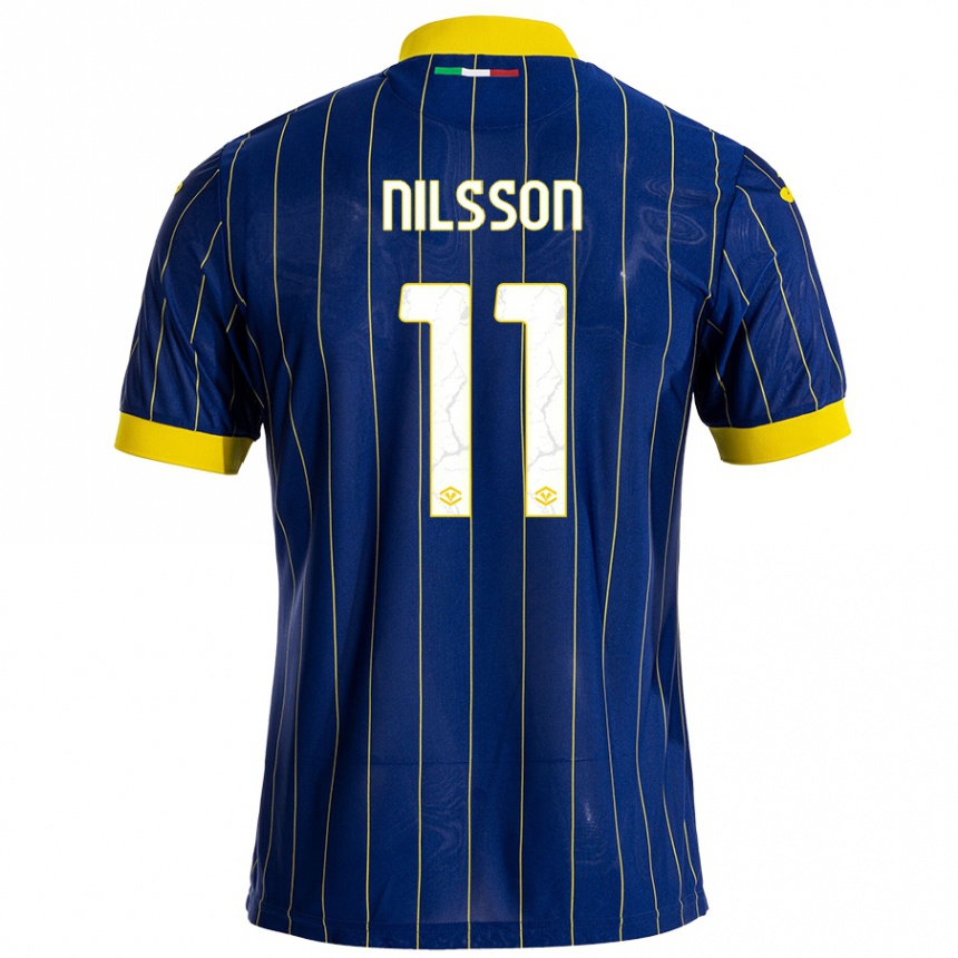 Men Football Sara Nilsson #11 Blue Yellow Home Jersey 2024/25 T-Shirt