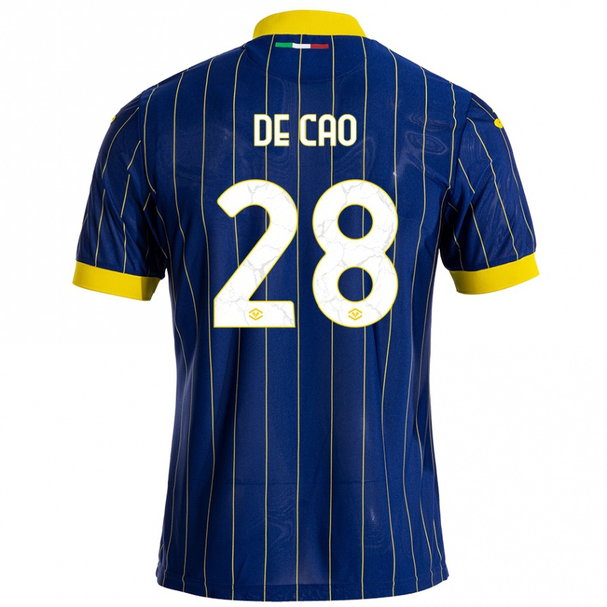 Men Football Elena De Cao #28 Blue Yellow Home Jersey 2024/25 T-Shirt