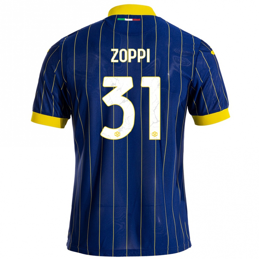 Men Football Sofia Zoppi #31 Blue Yellow Home Jersey 2024/25 T-Shirt