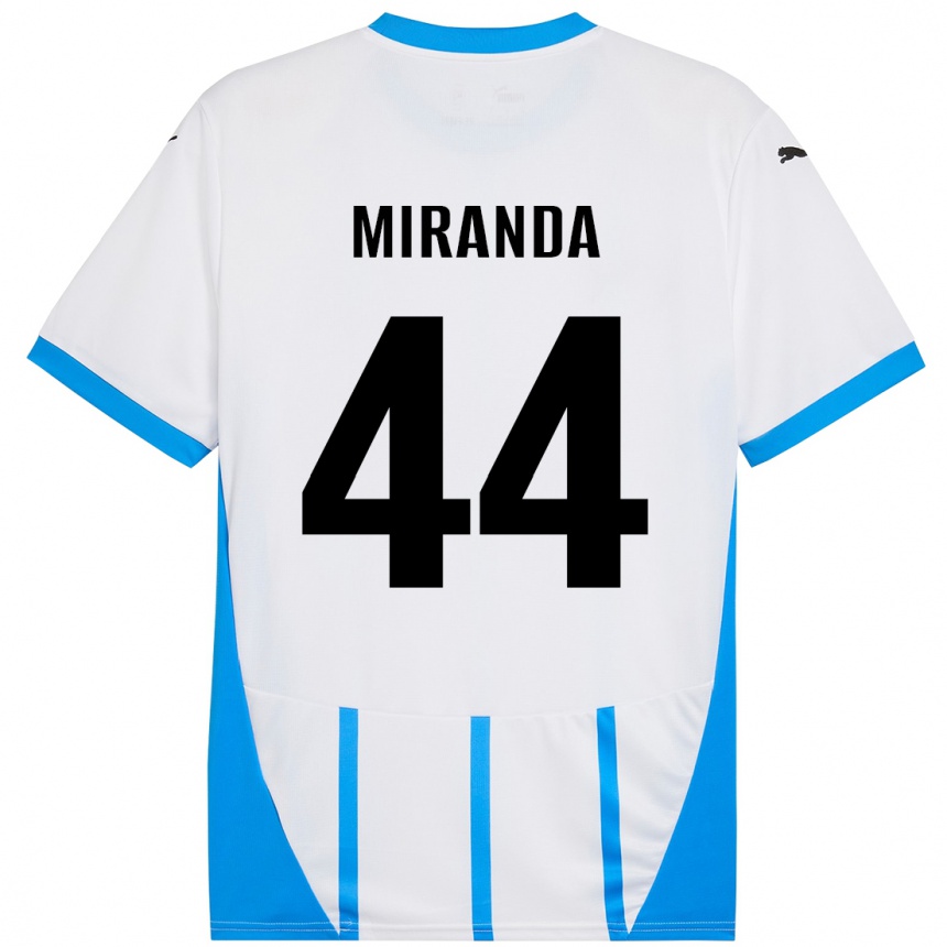 Men Football Kevin Miranda #44 White Blue Away Jersey 2024/25 T-Shirt