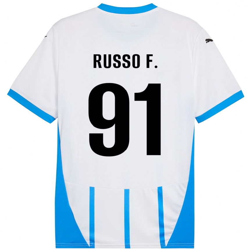 Men Football Flavio Russo #91 White Blue Away Jersey 2024/25 T-Shirt