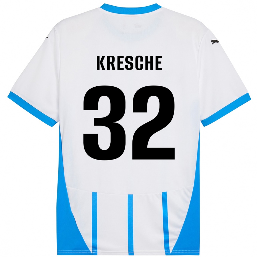 Men Football Isabella Kresche #32 White Blue Away Jersey 2024/25 T-Shirt