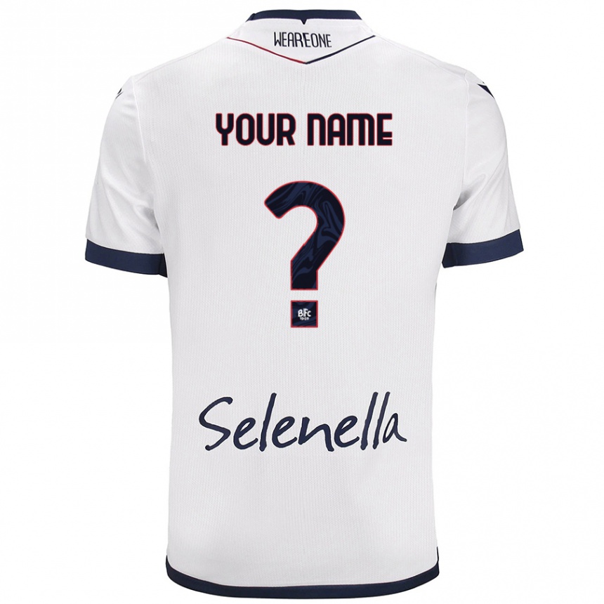 Men Football Your Name #0 White Royal Blue Away Jersey 2024/25 T-Shirt