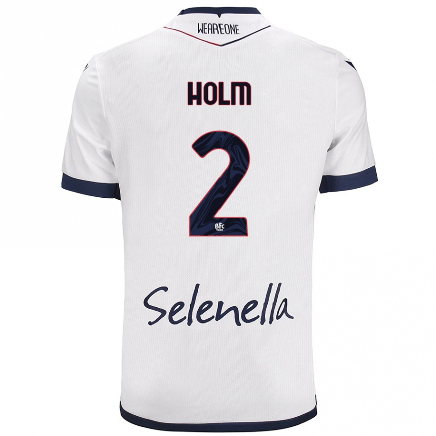 Men Football Emil Holm #2 White Royal Blue Away Jersey 2024/25 T-Shirt