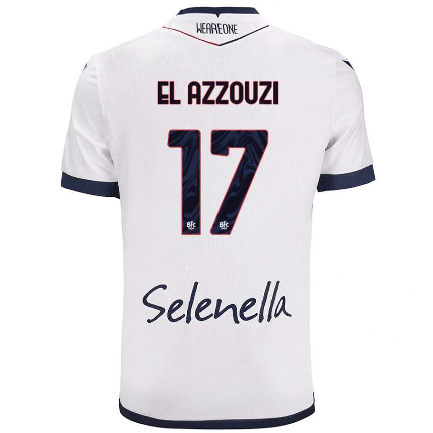 Men Football Oussama El Azzouzi #17 White Royal Blue Away Jersey 2024/25 T-Shirt