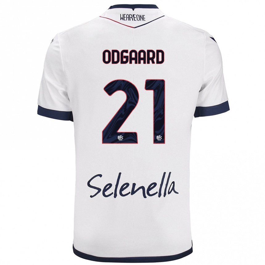 Men Football Jens Odgaard #21 White Royal Blue Away Jersey 2024/25 T-Shirt