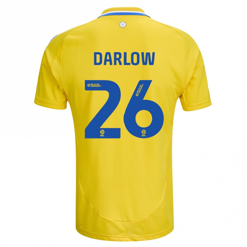 Men Football Karl Darlow #26 Yellow Blue Away Jersey 2024/25 T-Shirt