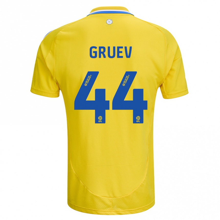 Men Football Ilia Gruev #44 Yellow Blue Away Jersey 2024/25 T-Shirt