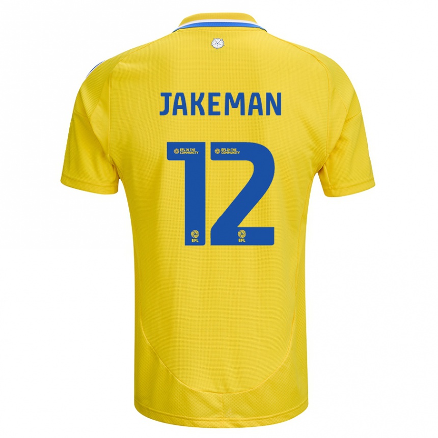 Men Football Harriet Jakeman #12 Yellow Blue Away Jersey 2024/25 T-Shirt