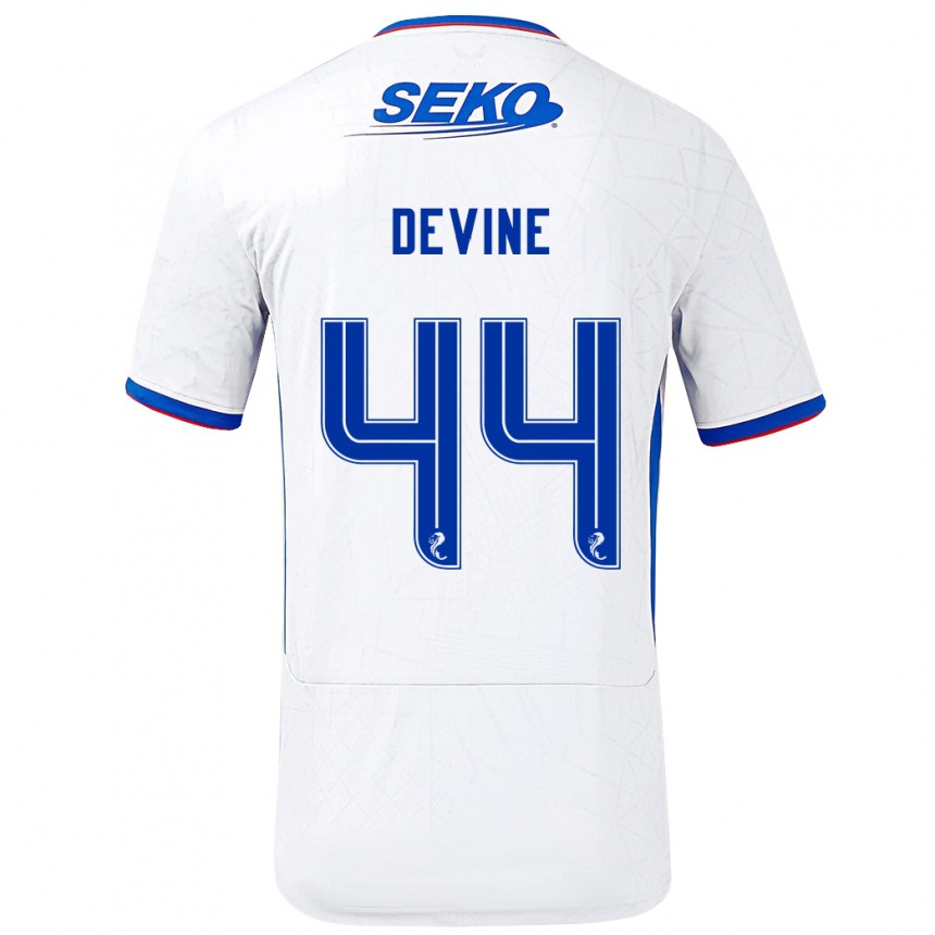 Men Football Adam Devine #44 White Blue Away Jersey 2024/25 T-Shirt