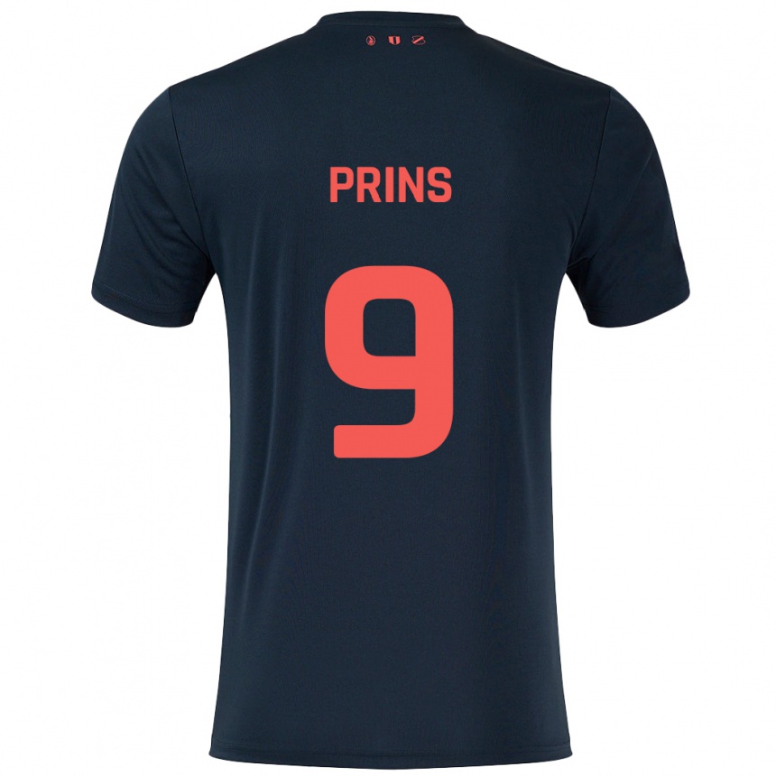 Men Football Femke Prins #9 Black Red Away Jersey 2024/25 T-Shirt