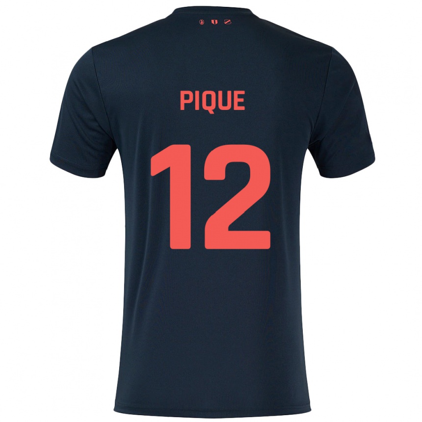 Men Football Naomi Piqué #12 Black Red Away Jersey 2024/25 T-Shirt