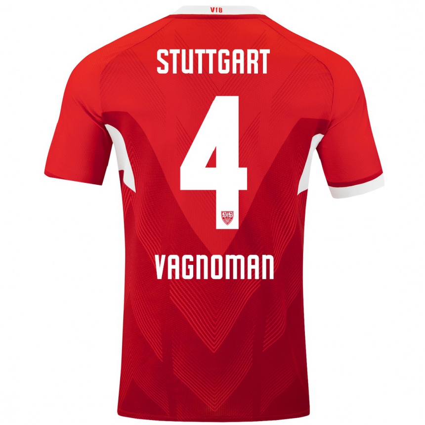 Men Football Josha Vagnoman #4 Red White Away Jersey 2024/25 T-Shirt