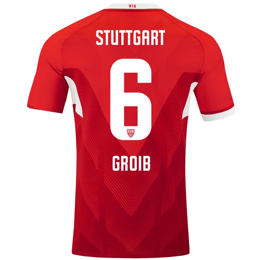 Men Football Alexander Groiß #6 Red White Away Jersey 2024/25 T-Shirt