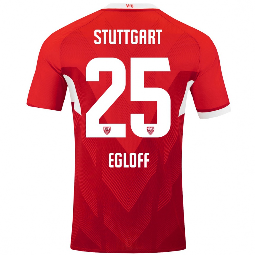 Men Football Lilian Egloff #25 Red White Away Jersey 2024/25 T-Shirt