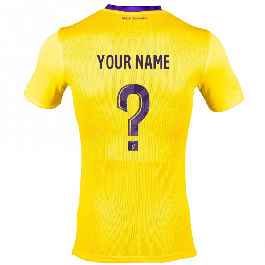 Men Football Your Name #0 Yellow Purple Away Jersey 2024/25 T-Shirt