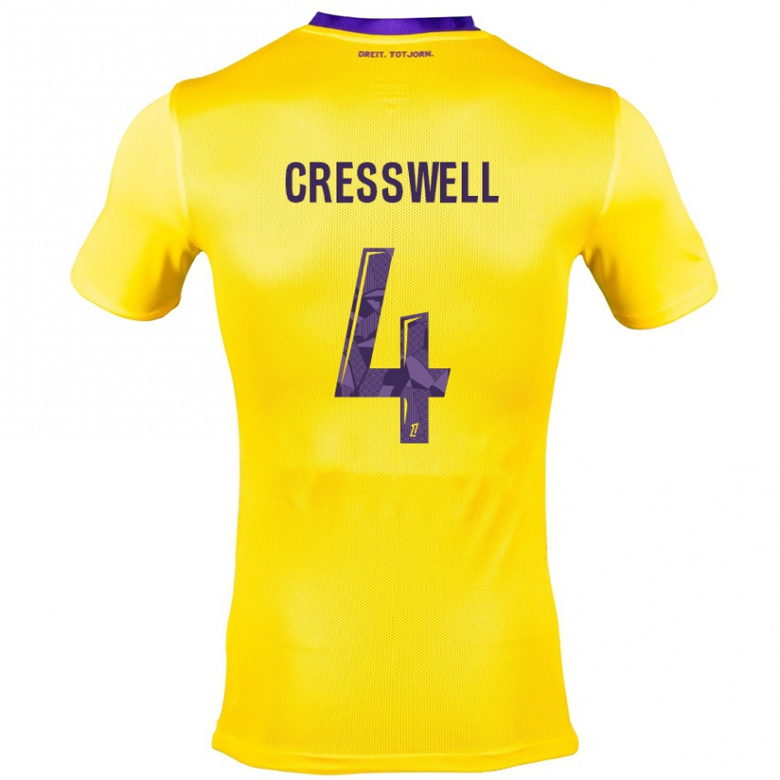 Men Football Charlie Cresswell #4 Yellow Purple Away Jersey 2024/25 T-Shirt