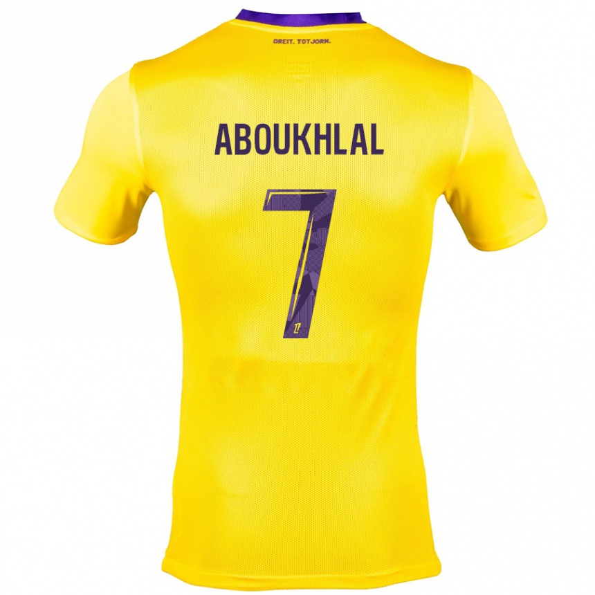 Men Football Zakaria Aboukhlal #7 Yellow Purple Away Jersey 2024/25 T-Shirt