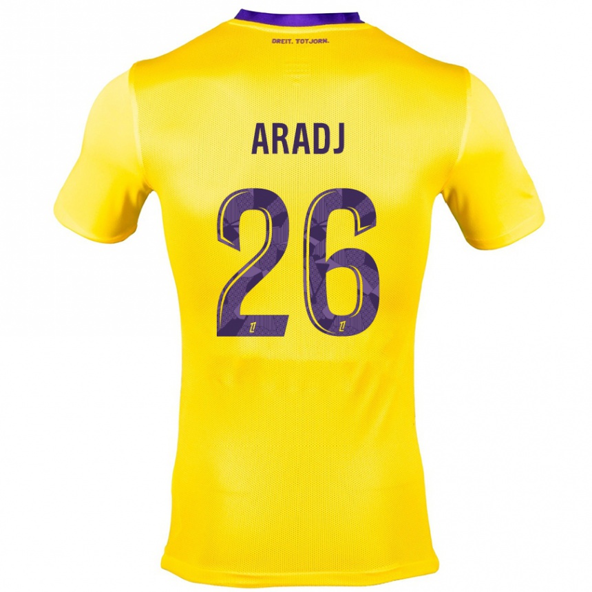 Men Football Ylies Aradj #26 Yellow Purple Away Jersey 2024/25 T-Shirt