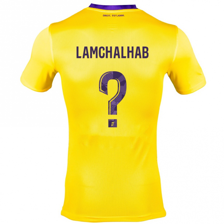 Men Football Merwan Lamchalhab #0 Yellow Purple Away Jersey 2024/25 T-Shirt