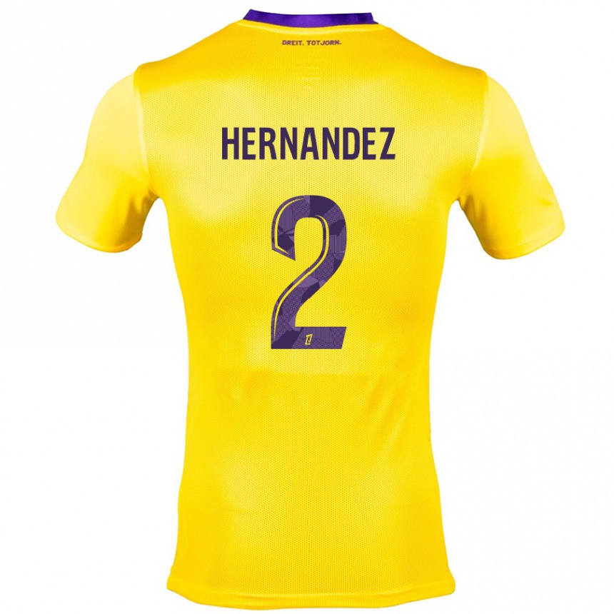 Men Football Lucie Hernandez #2 Yellow Purple Away Jersey 2024/25 T-Shirt