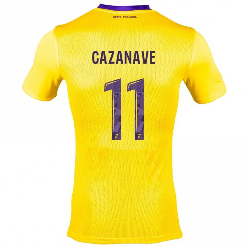 Men Football Julie Cazanave #11 Yellow Purple Away Jersey 2024/25 T-Shirt