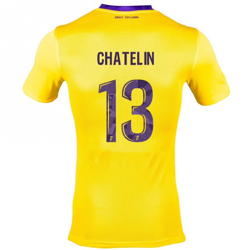 Men Football Delphin Chatelin #13 Yellow Purple Away Jersey 2024/25 T-Shirt