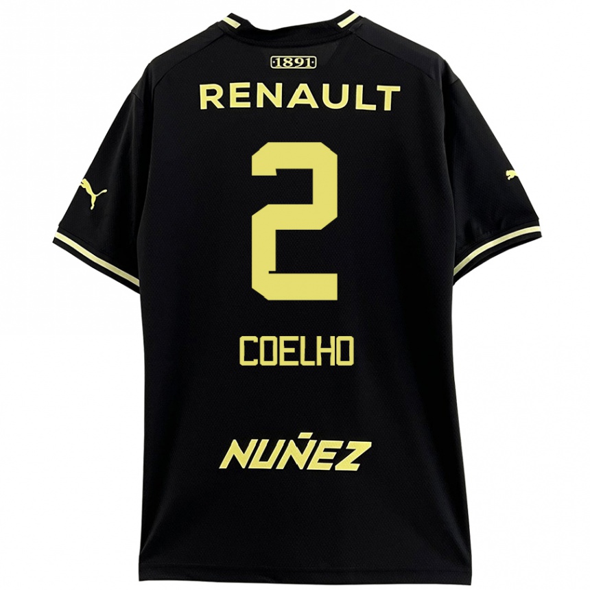 Men Football Léo Coelho #2 Black Yellow Away Jersey 2024/25 T-Shirt