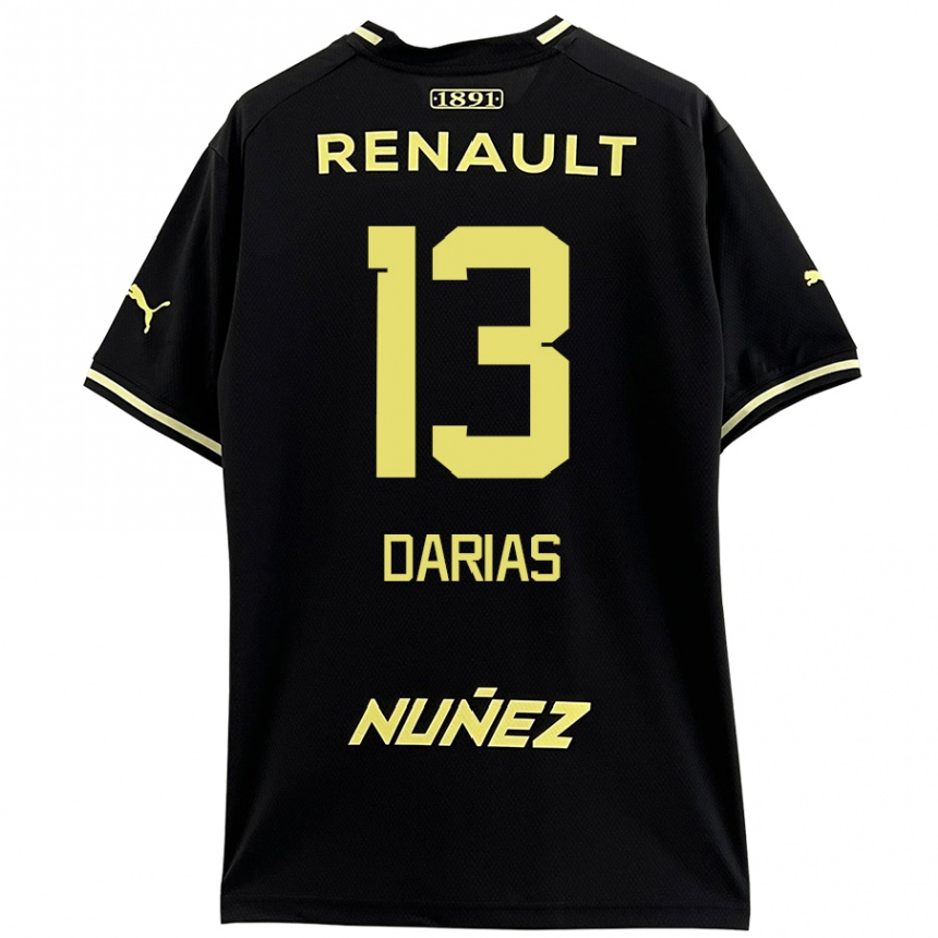 Men Football Eduardo Darias #13 Black Yellow Away Jersey 2024/25 T-Shirt