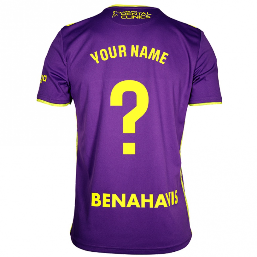 Men Football Your Name #0 Purple Yellow Away Jersey 2024/25 T-Shirt