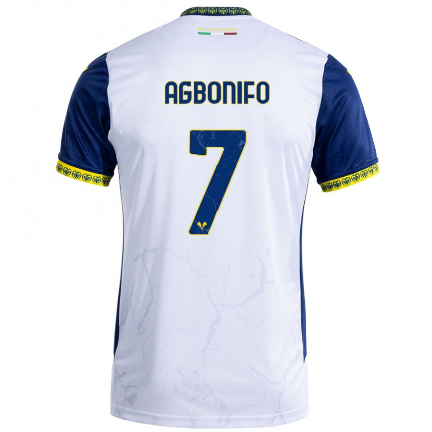 Men Football Richi Agbonifo #7 White Blue Away Jersey 2024/25 T-Shirt