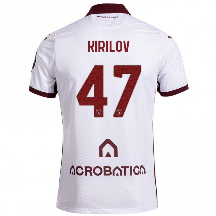 Men Football Martin Kirilov #47 White Maroon Away Jersey 2024/25 T-Shirt