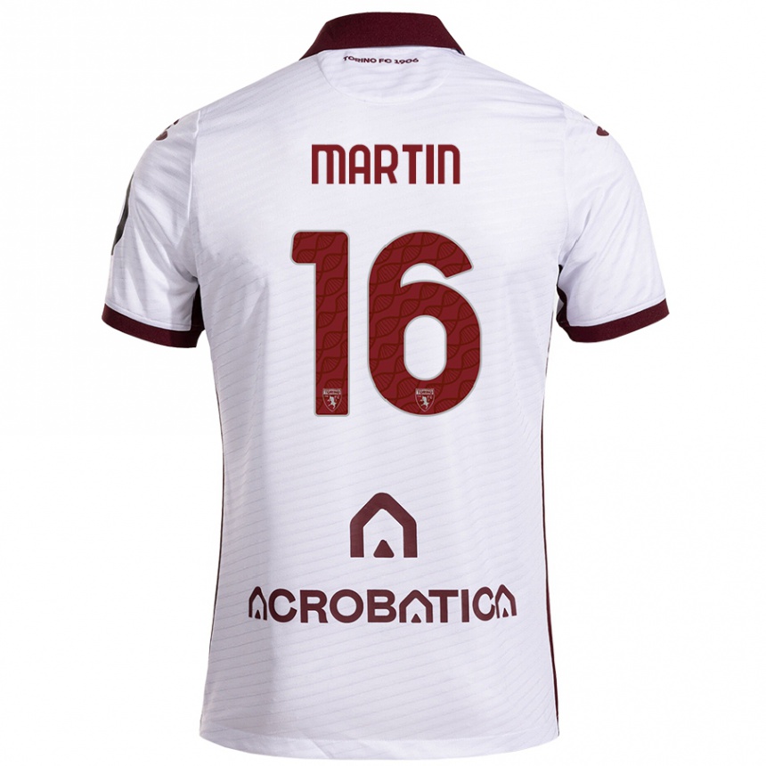 Men Football Francesca Martin #16 White Maroon Away Jersey 2024/25 T-Shirt