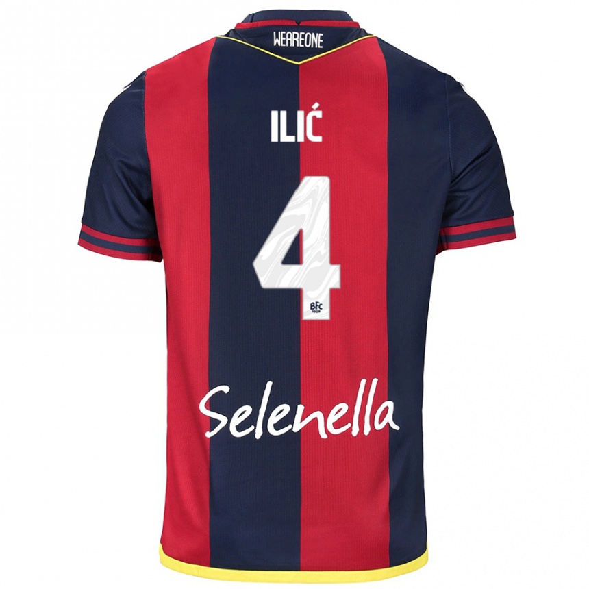 Women Football Mihajlo Ilić #4 Red Royal Blue Home Jersey 2024/25 T-Shirt